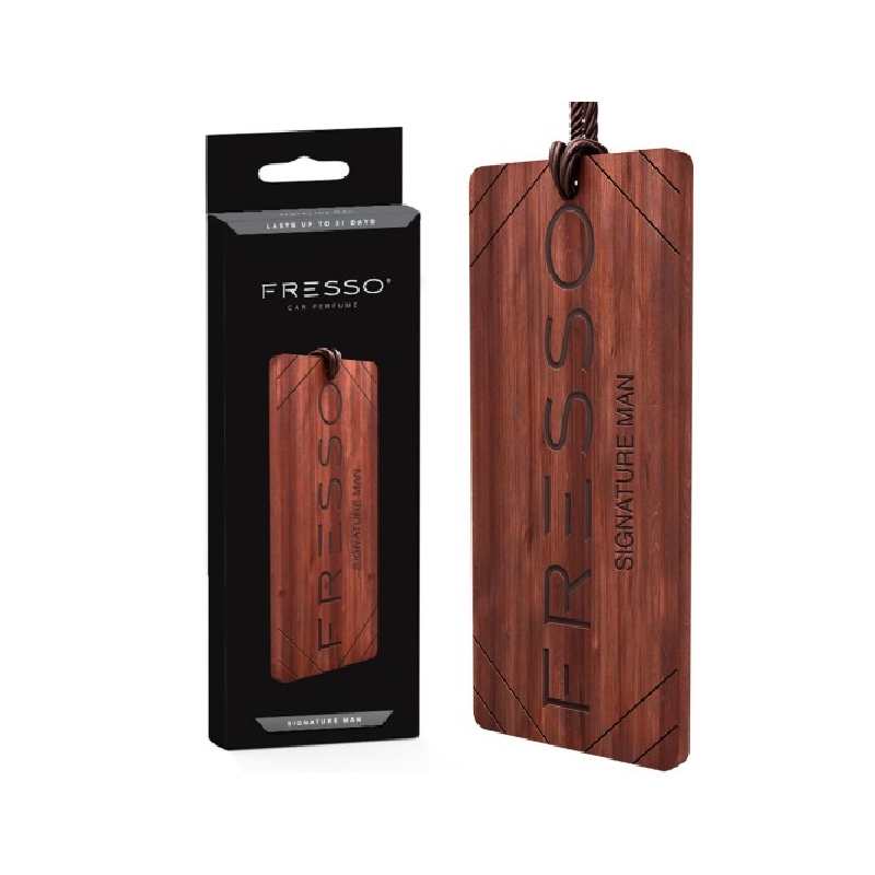 Fresso Wooden Pendant Car Perfume Signature Man