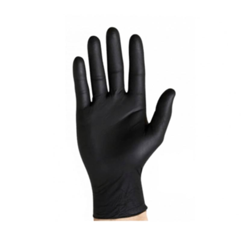 Guante de nitrilo NEGRO sin polvo extra fuerte.- caja de 100 u.