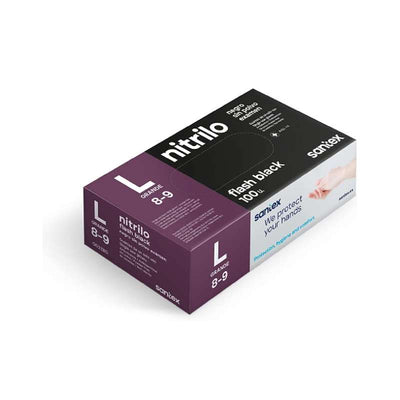 Guante de nitrilo NEGRO sin polvo extra fuerte.- caja de 100 u.